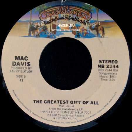 Mac Davis - It's Hard To Be Humble / The Greatest Gift Of All side B