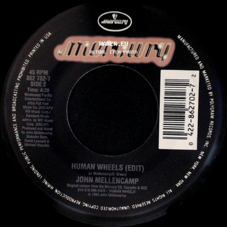John Mellencamp - Human Wheels / Human Wheels (Edit) side B