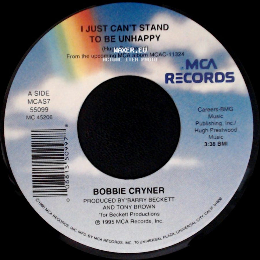 Bobbie Cryner - I Just Can't Stand To Be Unhappy / Nobody Leaves side A