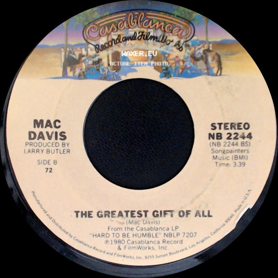 Mac Davis - It's Hard To Be Humble / The Greatest Gift Of All side B