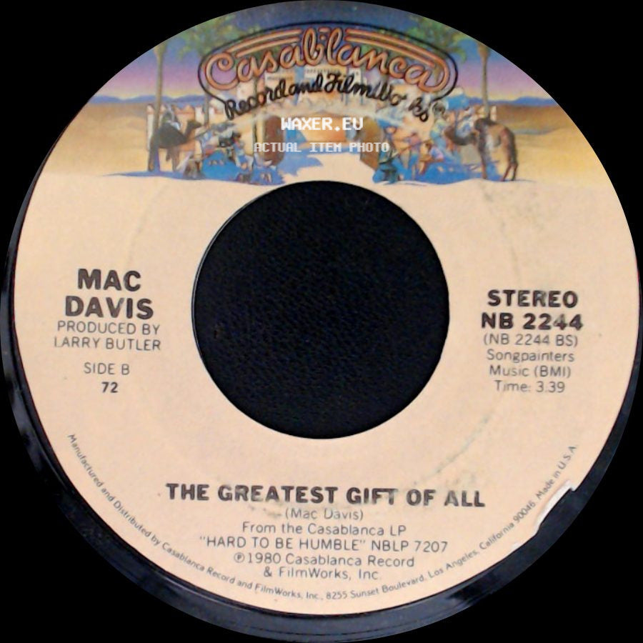 Mac Davis - It's Hard To Be Humble / The Greatest Gift Of All side B