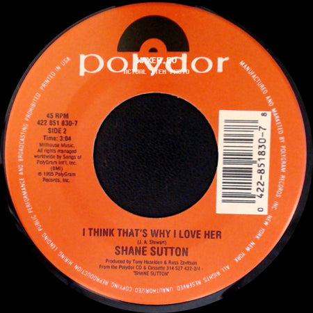 Shane Sutton - I've Got Your Number / I Think That's Why I Love Her side B