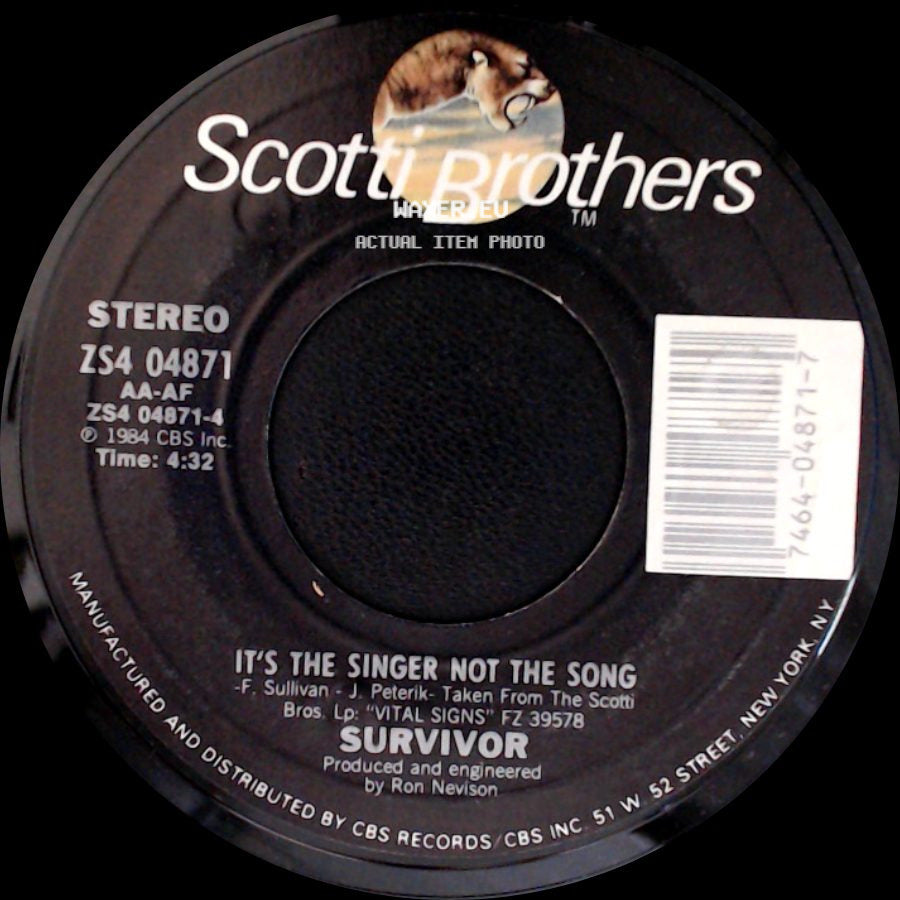Survivor - The Search Is Over / It's The Singer Not The Song side B