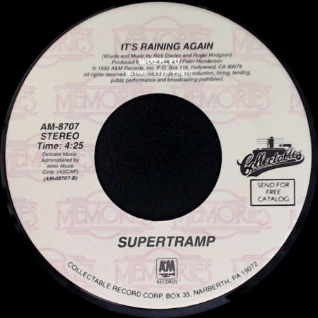 Supertramp - Take The Long Way Home (Edit) / It's Raining Again side B
