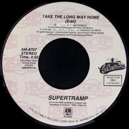Supertramp - It's Raining Again / Take The Long Way Home (Edit) side B