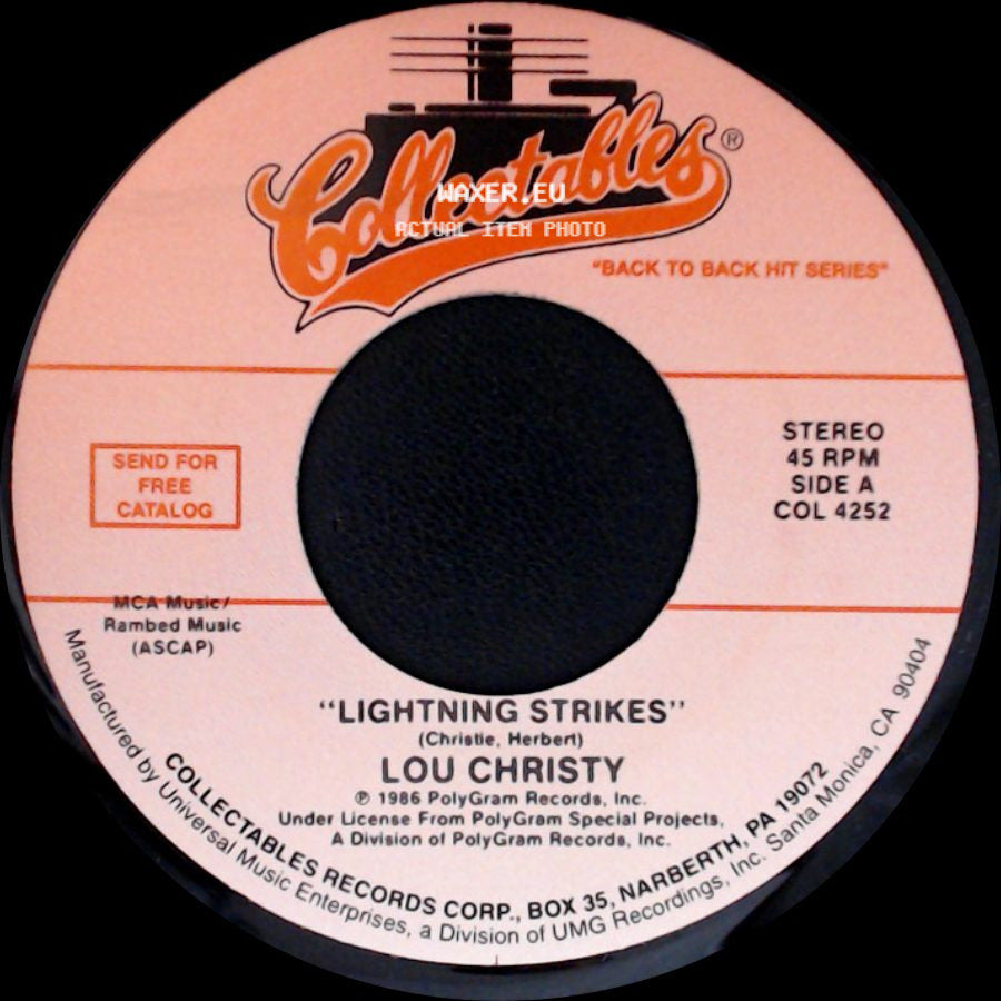 Lou Christy / Every Mothers Son - Lightning Strikes / Come On Down To My Boat side A