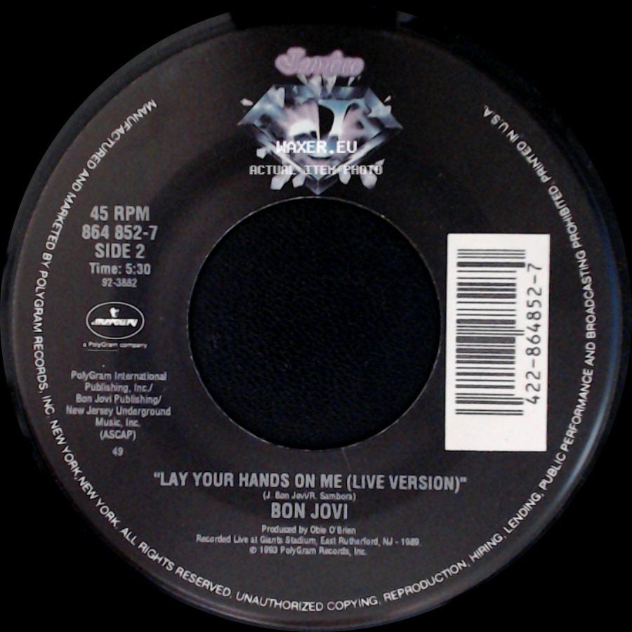 Bon Jovi - Bed Of Roses / Lay Your Hands On Me (Live Version) side B