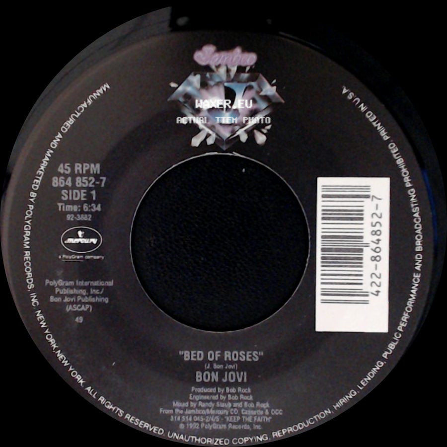 Bon Jovi - Bed Of Roses / Lay Your Hands On Me (Live Version) side A