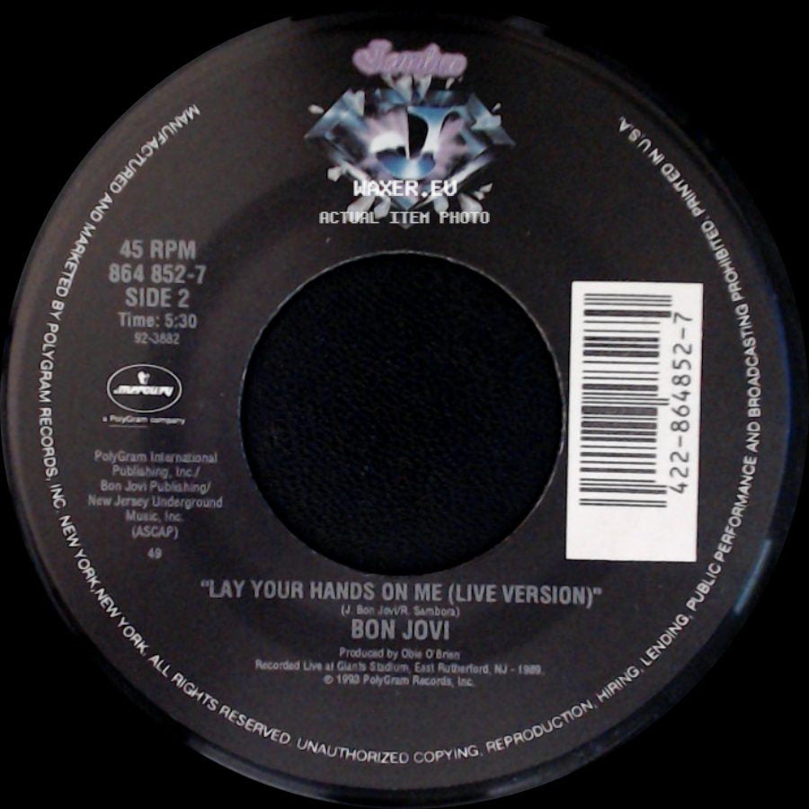 Bon Jovi - Bed Of Roses / Lay Your Hands On Me (Live Version) side B