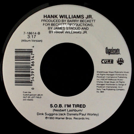Hank Williams Jr. - S.O.B. I'm Tired / Everything Comes Down To Money And Love side A