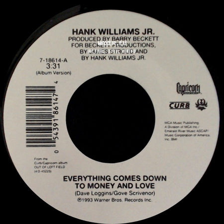 Hank Williams Jr. - S.O.B. I'm Tired / Everything Comes Down To Money And Love side B