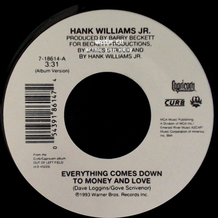 Hank Williams Jr. - S.O.B. I'm Tired / Everything Comes Down To Money And Love side B