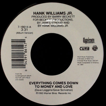 Hank Williams Jr. - Everything Comes Down To Money And Love / S.O.B. I'm Tired side A