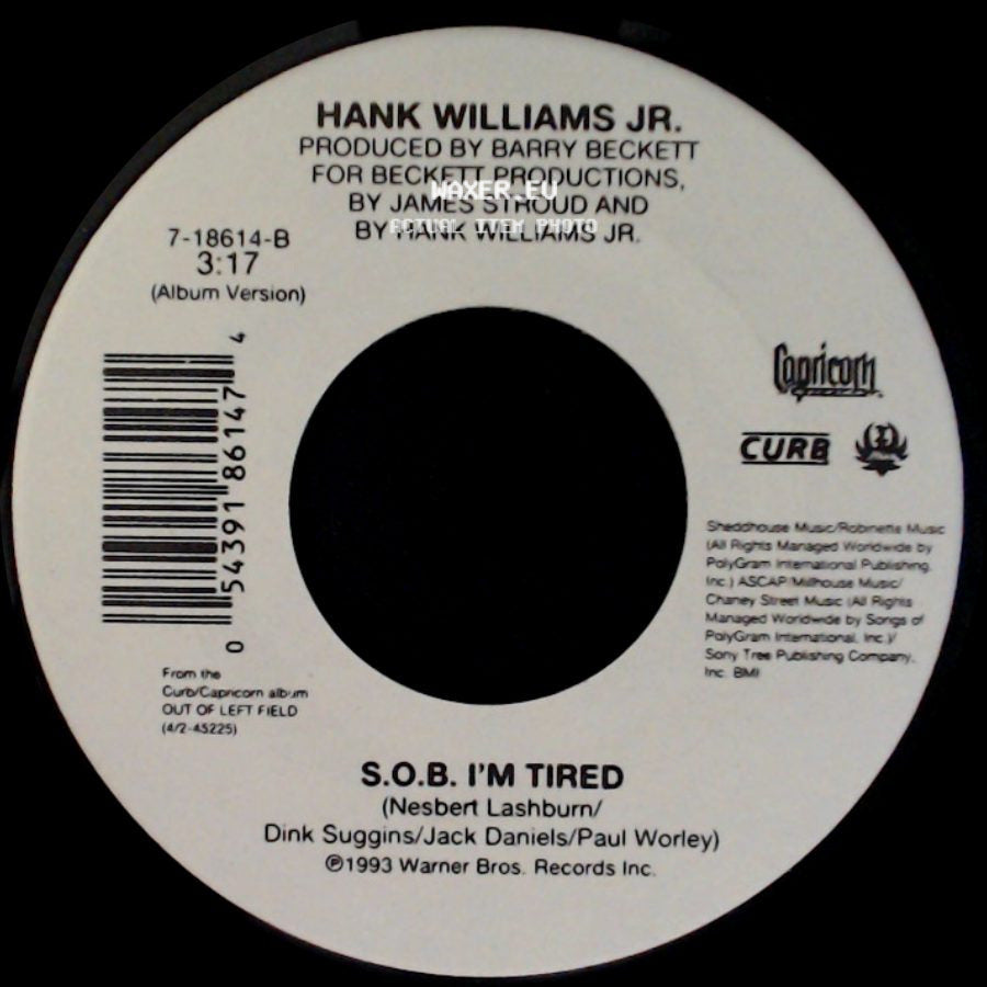 Hank Williams Jr. - Everything Comes Down To Money And Love / S.O.B. I'm Tired side B