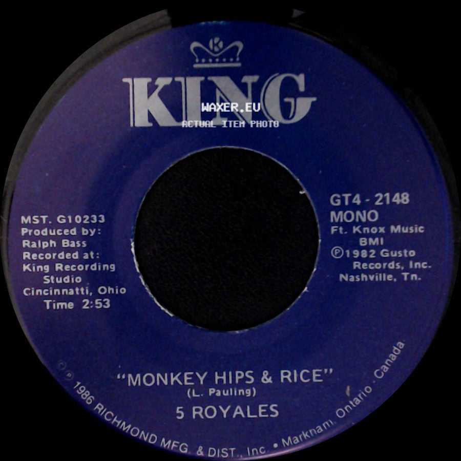 5 Royales / The Blue Tones - Monkey Hips & Rice / Shake, Shake side A