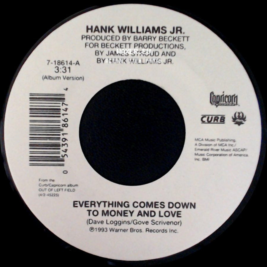 Hank Williams Jr. - Everything Comes Down To Money And Love / S.O.B. I'm Tired side A