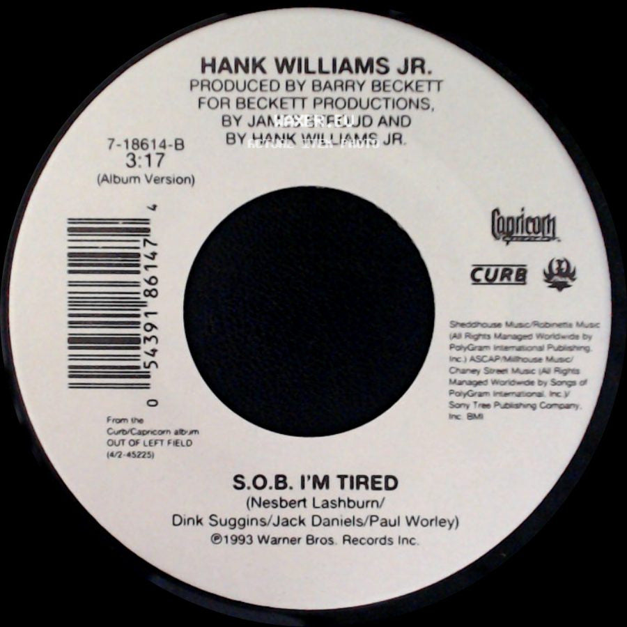 Hank Williams Jr. - Everything Comes Down To Money And Love / S.O.B. I'm Tired side B