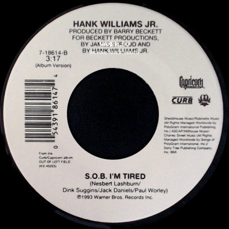 Hank Williams Jr. - Everything Comes Down To Money And Love / S.O.B. I'm Tired side B