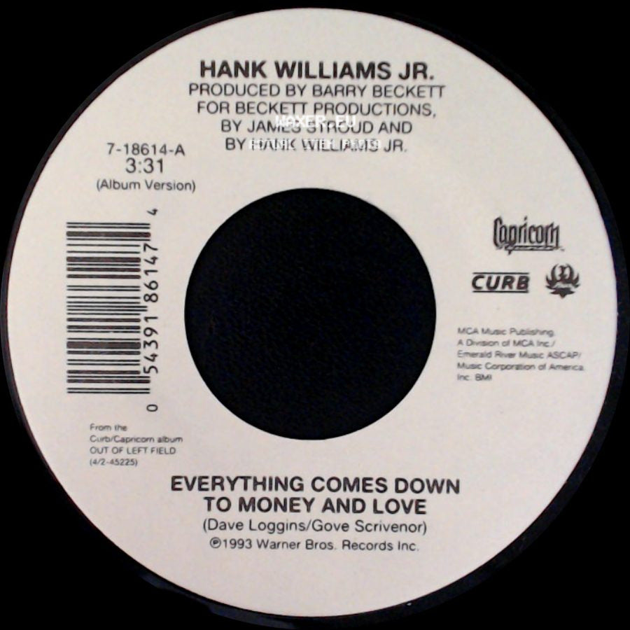 Hank Williams Jr. - Everything Comes Down To Money And Love / S.O.B. I'm Tired side A
