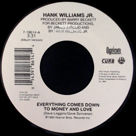 Hank Williams Jr. - Everything Comes Down To Money And Love / S.O.B. I'm Tired side A
