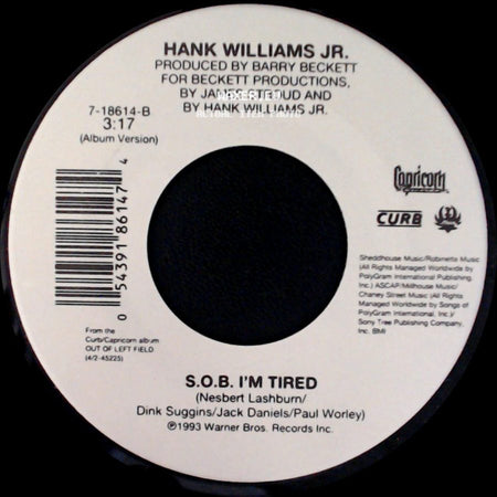 Hank Williams Jr. - Everything Comes Down To Money And Love / S.O.B. I'm Tired side B
