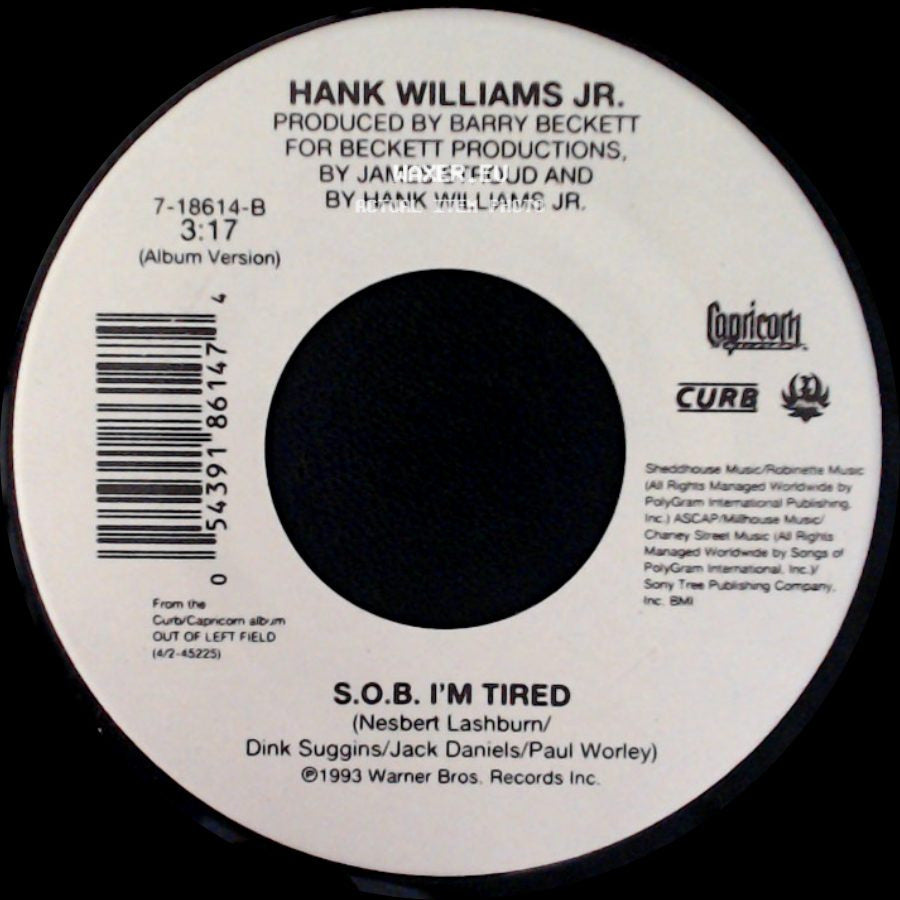 Hank Williams Jr. - S.O.B. I'm Tired / Everything Comes Down To Money And Love side A