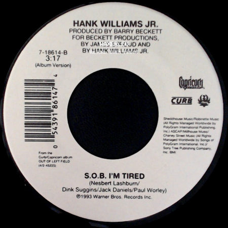 Hank Williams Jr. - S.O.B. I'm Tired / Everything Comes Down To Money And Love side A