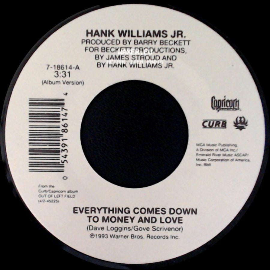 Hank Williams Jr. - S.O.B. I'm Tired / Everything Comes Down To Money And Love side B