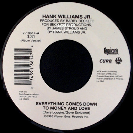 Hank Williams Jr. - S.O.B. I'm Tired / Everything Comes Down To Money And Love side B