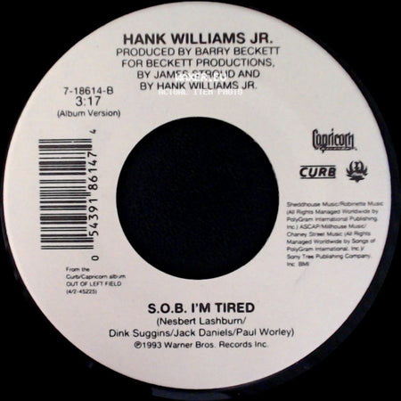 Hank Williams Jr. - S.O.B. I'm Tired / Everything Comes Down To Money And Love side A