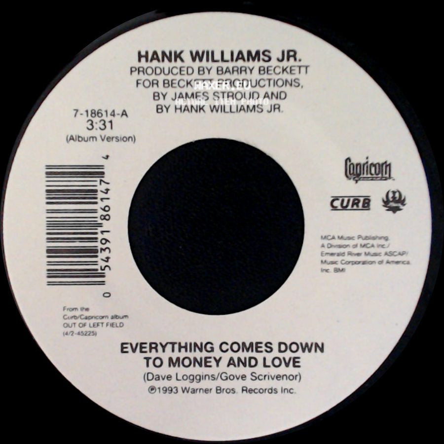 Hank Williams Jr. - S.O.B. I'm Tired / Everything Comes Down To Money And Love side B