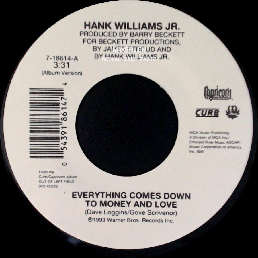 Hank Williams Jr. - S.O.B. I'm Tired / Everything Comes Down To Money And Love side B