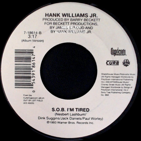 Hank Williams Jr. - S.O.B. I'm Tired / Everything Comes Down To Money And Love side A