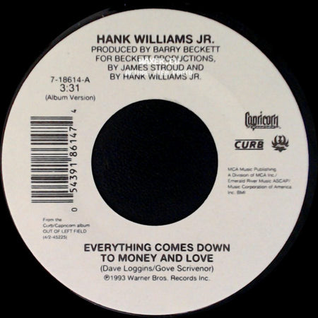 Hank Williams Jr. - S.O.B. I'm Tired / Everyting Comes Down To Money And Love side B
