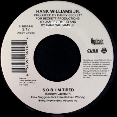 Hank Williams Jr. - S.O.B. I'm Tired / Everything Comes Down To Money And Love side A