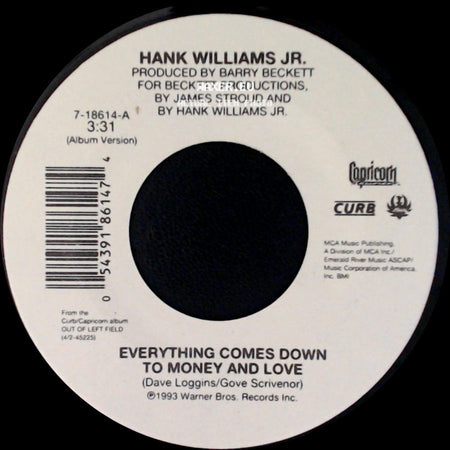 Hank Williams Jr. - S.O.B. I'm Tired / Everything Comes Down To Money And Love side B