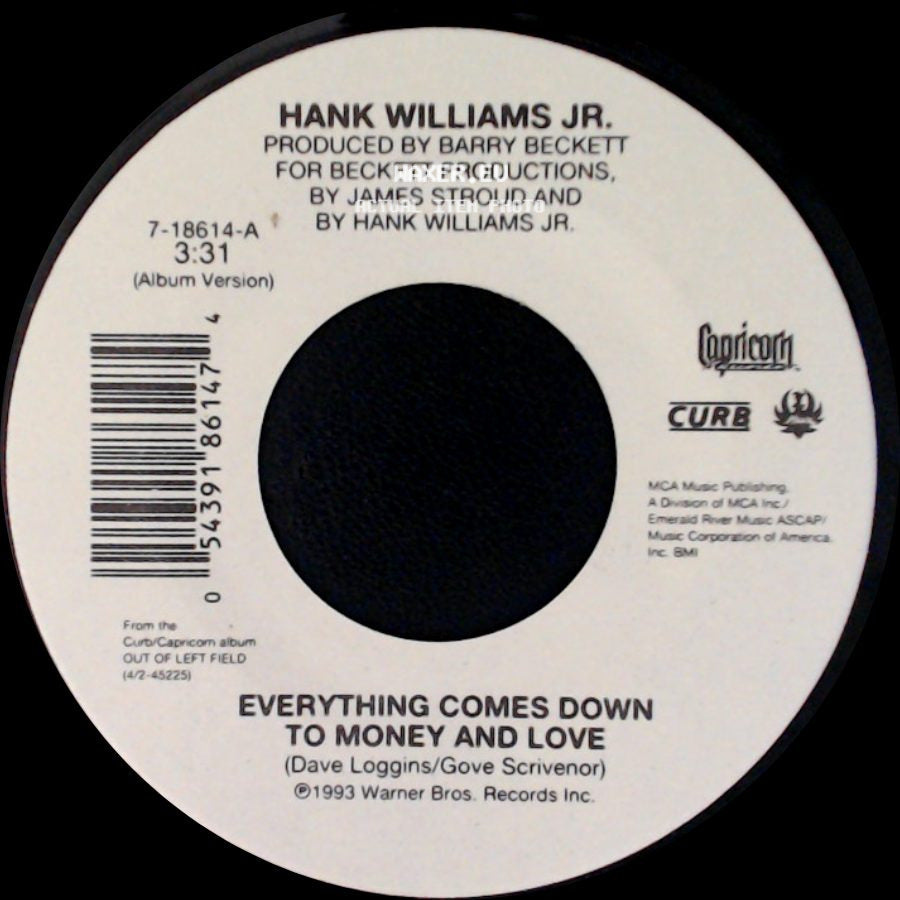 Hank Williams Jr. - S.O.B. I'm Tired / Everything Comes Down To Money And Love side B