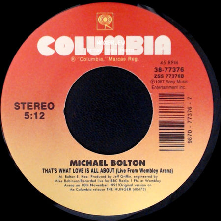 Michael Bolton - That's What Love Is All About (Live From Wembley Arena) / Completely side A
