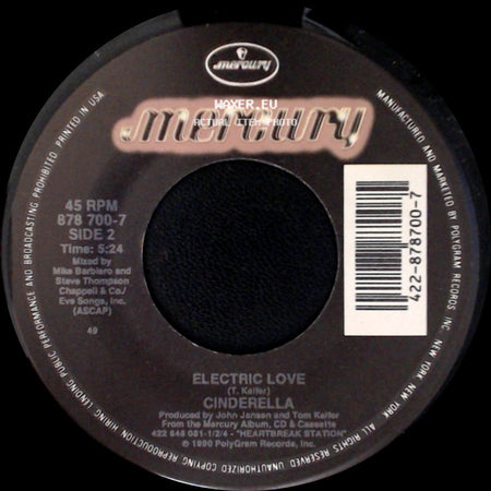 Cinderella - Shelter Me / Electric Love side B