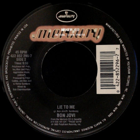 Bon Jovi - Something For The Pain (Edit) / Lie To Me side B
