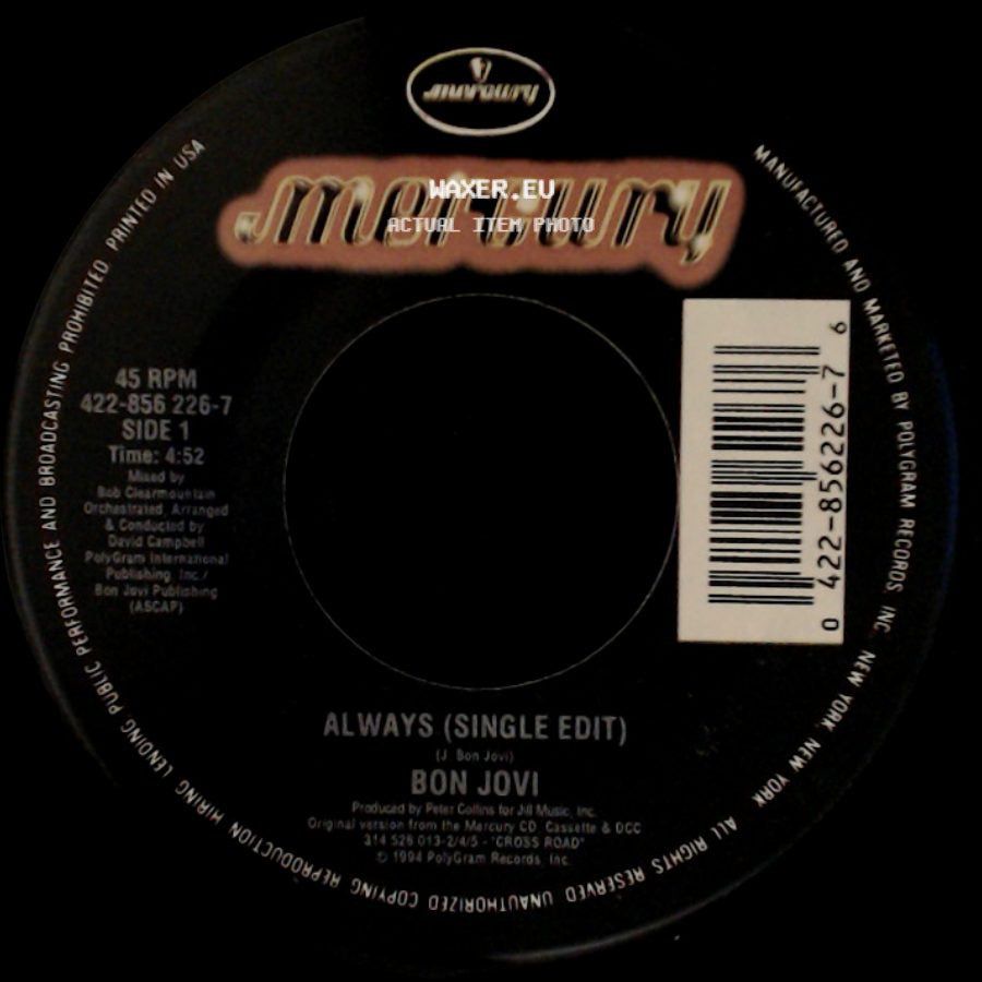 Bon Jovi - Always (Single Edit) / Living In Sin side A
