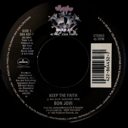 Bon Jovi - Keep The Faith / I Wish Everyday Could Be Like Christmas side A
