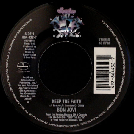 Bon Jovi - Keep The Faith / I Wish Everyday Could Be Like Christmas side A