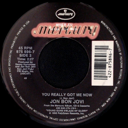 Jon Bon Jovi - Blaze Of Glory / You Really Got Me Now side B