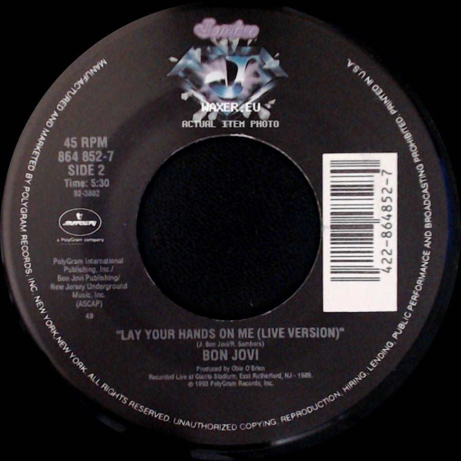 Bon Jovi - Bed Of Roses / Lay Your Hands On Me (Live Version) side B