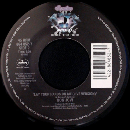 Bon Jovi - Bed Of Roses / Lay Your Hands On Me (Live Version) side B