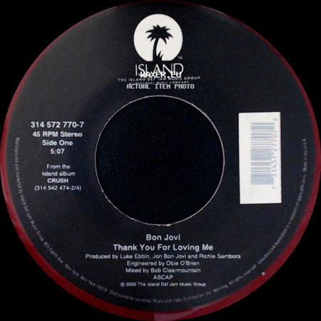 Bon Jovi - Thank You For Loving Me / Bed Of Roses side A