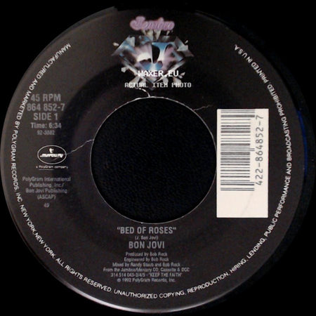 Bon Jovi - Bed Of Roses / Lay Your Hands On Me (Live Version) side A