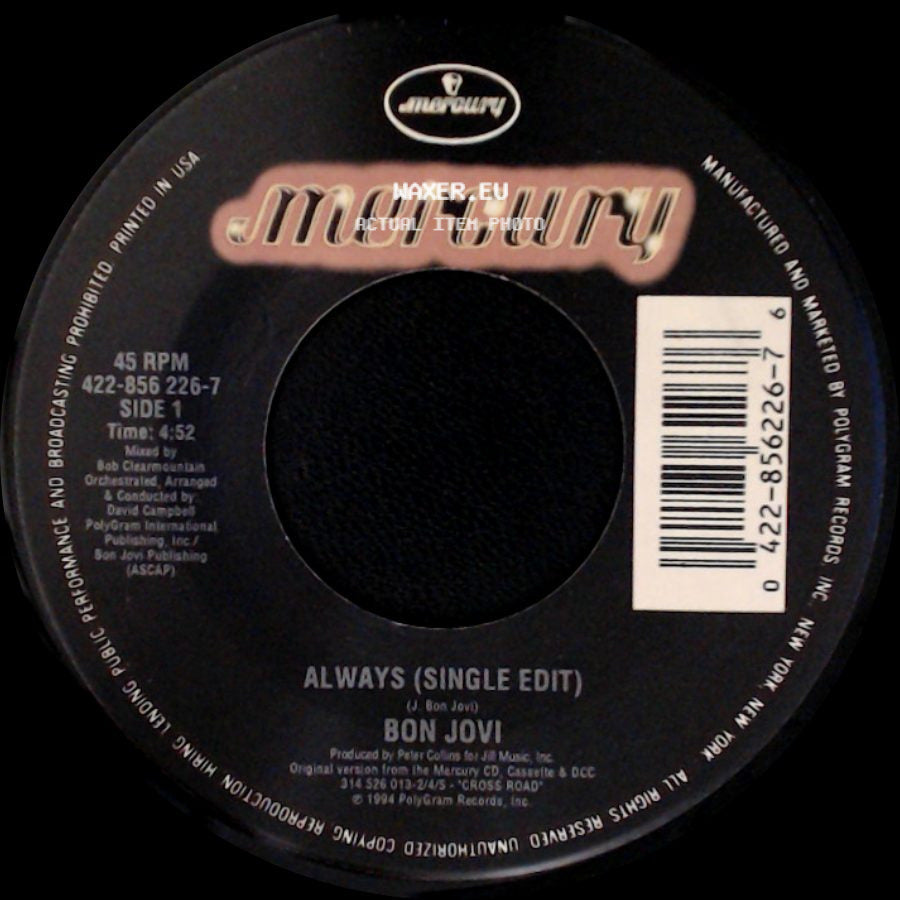 Bon Jovi - Always (Single Edit) / Lie To Me side A