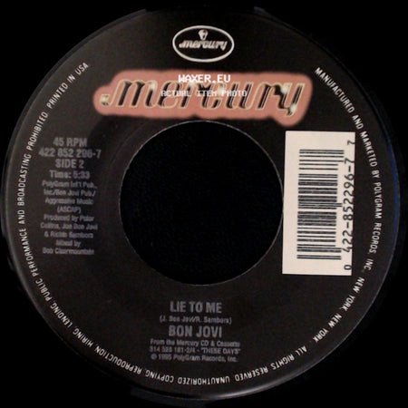 Bon Jovi - Always (Single Edit) / Lie To Me side B